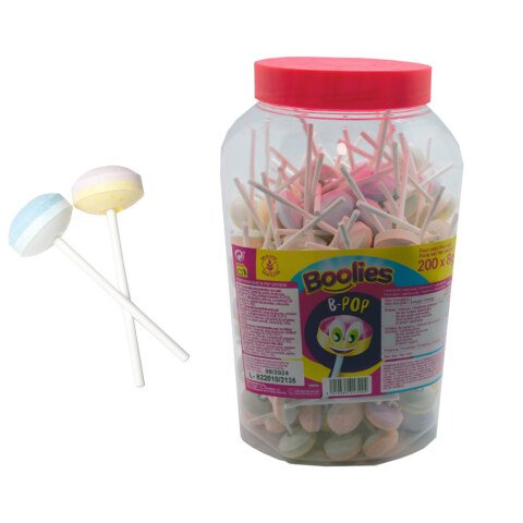 Caramelos con palo Boolies B-Pop Tarro 200 Uds.