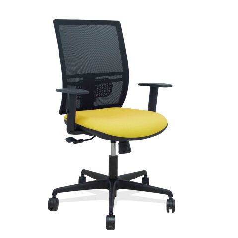 Silla de oficina Yunquera sincronizada malla brazos regulables - Amarillo