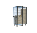 Servante grillagée 4 côtés, verrouillable, plateau bois, 1000 x 600 mm, 250 kg