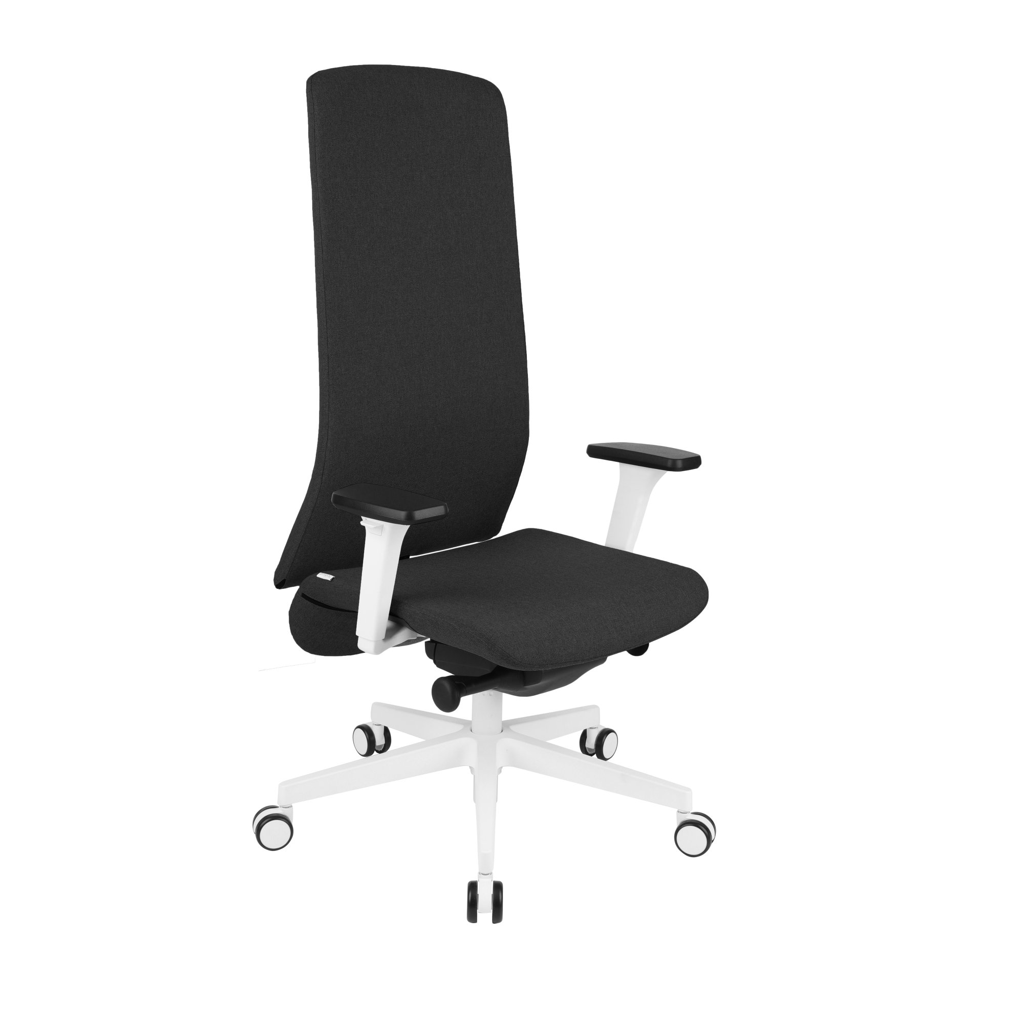 Chaise de bureau ergonomique SMART BLANC, tissu, avec accoudoirs 3D, mécanisme synchrone, pieds blancs