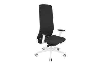 Chaise de bureau ergonomique SMART BLANC, tissu, avec accoudoirs 3D, mécanisme synchrone, pieds blancs