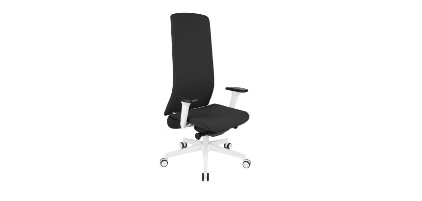 Chaise de bureau ergonomique SMART BLANC, tissu, avec accoudoirs 3D, mécanisme synchrone, pieds blancs