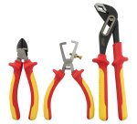 Jeu de 3 pinces isolées VDE 1000V : Multiprise, Coupante  et à dénuder