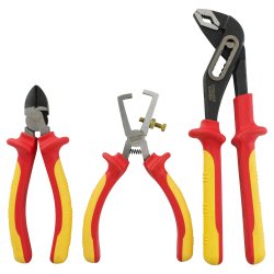 Jeu de 3 pinces isolées VDE 1000V : Multiprise, Coupante  et à dénuder