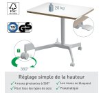 Bureau Leitz assis-debout à roulettes L 80 x P 60 cm compact + Organiseur de bureau avec support pour ordinateur portable  Leitz Ergo