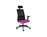 Ergonomische bureaustoel Nico, stof en mesh, 3D armleuningen, hoofdkussen, synchroonmechanisme + zitdiepteverstelling