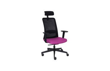 Chaise de bureau ergonomique Nico, tissu et maille, accoudoirs 3D, appui-tête, mécanisme synchrone + réglage profondeur d'assise