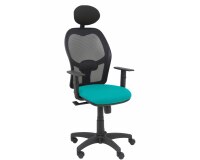 Silla de oficina Alocén malla con brazos regulables y cabecero - Asiento Turquesa