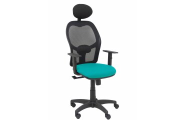 Silla de oficina Alocén malla con brazos regulables y cabecero - Asiento Turquesa