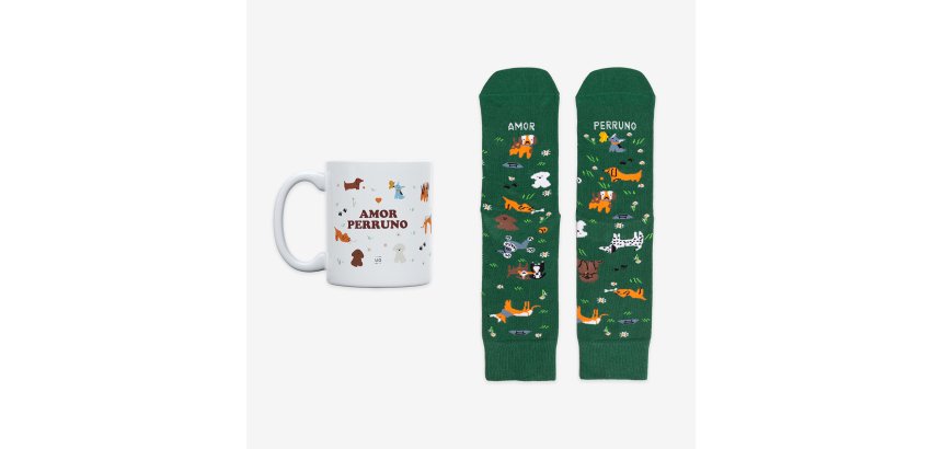 Kit Taza + Calcetines "Amor Perruno" Doglover Talla 42-46