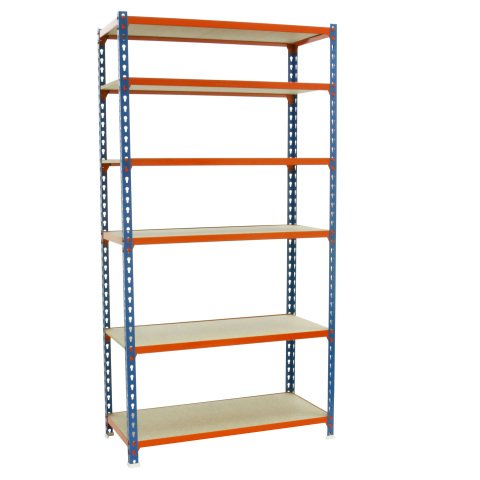 Estantería maderclick 6/400 azul/naranja/madera