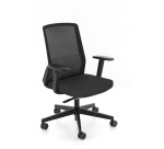 Chaise de bureau ergonomique COCO tissu et maille, avec accoudoirs 3D, mécanisme synchrone, pieds noirs