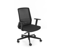 Chaise de bureau ergonomique COCO tissu et maille, avec accoudoirs 3D, mécanisme synchrone, pieds noirs