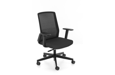 Chaise de bureau ergonomique COCO tissu et maille, avec accoudoirs 3D, mécanisme synchrone, pieds noirs