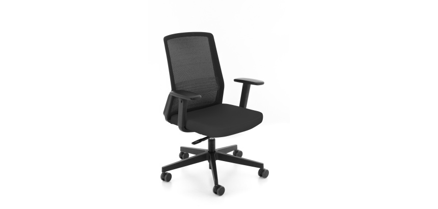 Chaise de bureau ergonomique COCO tissu et maille, avec accoudoirs 3D, mécanisme synchrone, pieds noirs