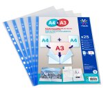 Pochettes perforées Viquel Double A4/A3 polypropylène lisse 8/100 - sachet de 25