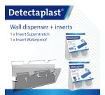 Distributeur mural de 76 pansements bleus : 40 en plastique PE + 36 en tissu élastique