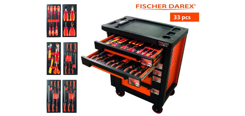 Servante équipée de 33 outils avec 6 modules