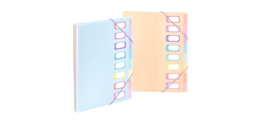 Trieur Extensible 8 compartiments A4 - Rainbow Pastel - Viquel - 25,5 x 32 cm