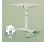 Bureau électrique compact assis-debout avec roulettes - blanc - Leitz Ergo