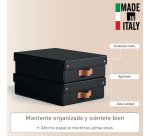 Caja de almacenamiento Leitz Puro con tapa, media baja, 8L, cartón 100% reciclado, paquete de 2 - Negro - 8