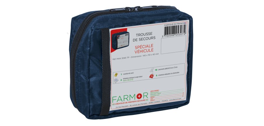 Trousse de secours Véhicule individuelle en tissu bleu