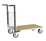 Chariot modulaire grillagé 1 dossier plateau bois 1000 x 600 mm roues rectangle 500 kg