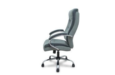 Bureaustoel Opti533 kantelmechanisme, grijze stof, verchroomde structuur, vaste armleuningen, zonder hoofdsteun, nylon wielen 50 mm