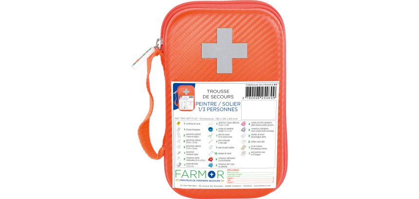 Trousse de secours Peintre 1/3 personnes en PU orange