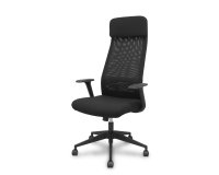 Silla Pro536 basculante tela negra brazos fijos.