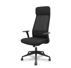Silla Pro536 basculante tela negra brazos fijos.