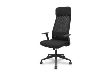 Silla Pro536 basculante tela negra brazos fijos.