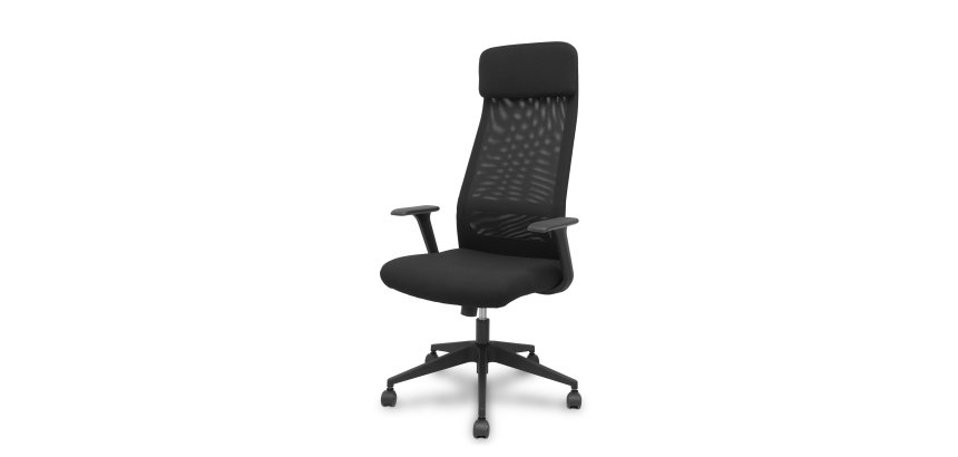 Silla Pro536 basculante tela negra brazos fijos.