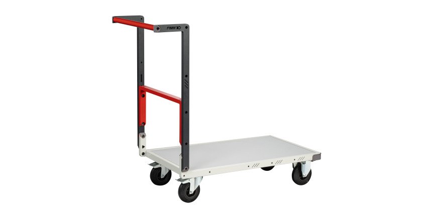 Chariot pliable plateau mélaminé 250 kg 850 x 500 mm roue caoutchouc Flatpack