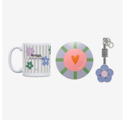 Kit Taza + Posavasos + Llavero "Amiga, eres un tesoro"