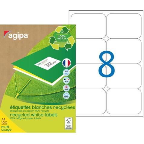 Etiquette adresse multi-usage recyclée 99,1 x 67,7 mm Agipa - Boîte de 800