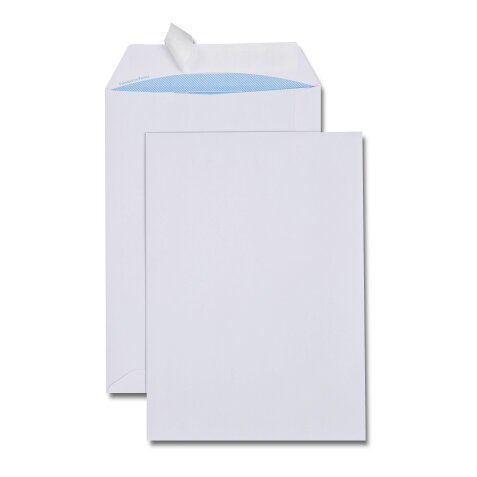 Boîte de 500 pochettes blanches C5 162x229 90 g/m² bande de protection