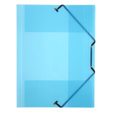 Chemise à élastique 3 rabats plastique Viquel Propyglass 24 x 32 – bleu translucide