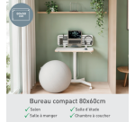 Bureau Leitz assis-debout ergonomique compact, Leitz Ergo, Blanc