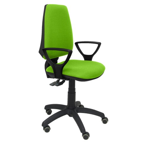 Silla Elche S Bali brazos fijos ruedas de parquet - Verde fluorescente
