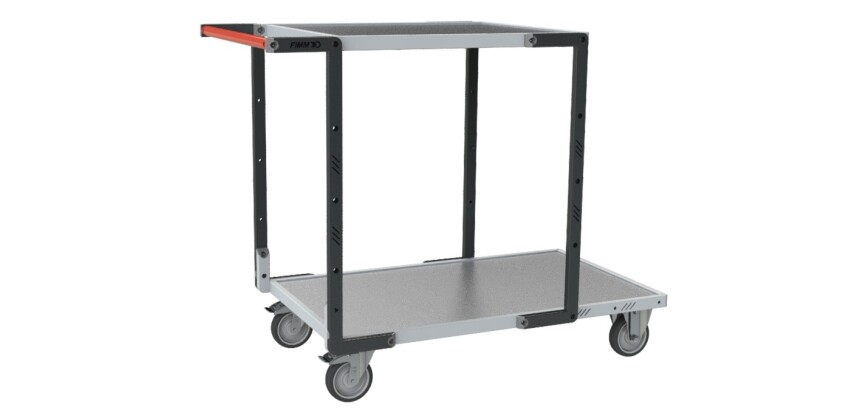 Servante Flatpack 2 plateaux tôle galvanisée 250 kg 1000 x 600 mm et 700 x 600 mm roue TPE