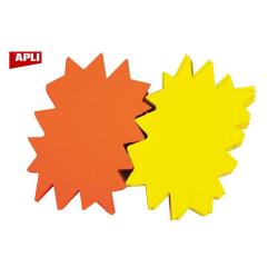 Etiqueta de cartón fluo amarillo/naranja forma estallada 16 x 24 cm Apli - Caja de 25