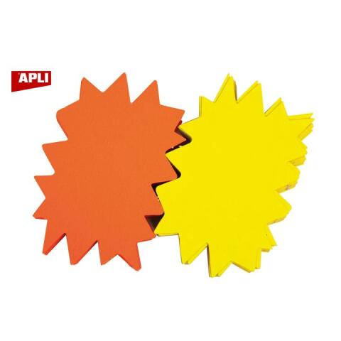 Etiqueta de cartón fluo amarillo/naranja forma estallada 16 x 24 cm Apli - Caja de 25