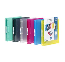 Classeur 4 anneaux plastifié Viquel Propyglass personnalisable A4 – Dos 3.5 cm couleurs assorties translucides