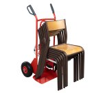 Diable porte-chaises acier 250/70 kg bavette réglable poignée à garde roue pneumatique