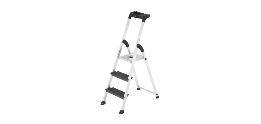 Escabeau HAILO Aluminium 4XL + porte sceau