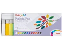 Pinturas Fabric Fun para uso textil Pentel - Caja de 12 colores surtidos