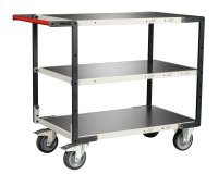 Servante montée 3 plateaux tôle 400 kg 1000 x 600 mm roue TPE