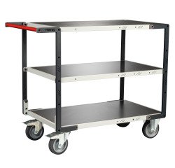 Servante montée 3 plateaux tôle 400 kg 1000 x 600 mm roue TPE