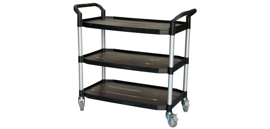 Desserte 3 plateaux plastique 250 kg 915 x 520 mm roue TPE